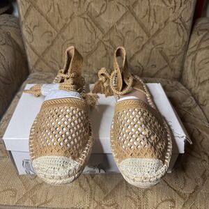 NEW Women's Harriet Lace-Up Espadrille Sandals - A‎ New Day Cognac Tan Size 11